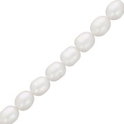 Rice grain freshwater pearls - 9x8 mm - Grade A White x6|raw }}