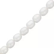 Rice grain freshwater pearls - 9x8 mm - Grade A White x6