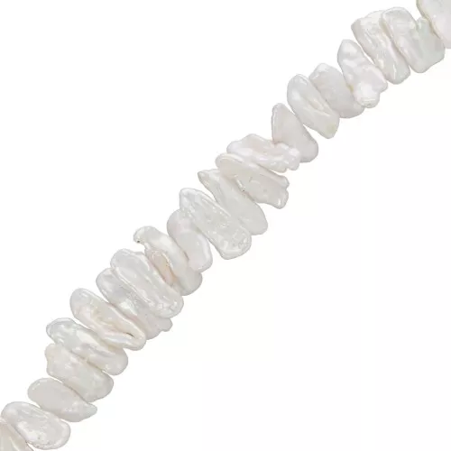 17mm to 23mm Biwa irregular freshwater pearls - Grade AA White iridescent x6