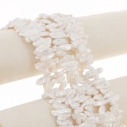 17mm to 23mm Biwa irregular freshwater pearls - Grade AA White iridescent x6