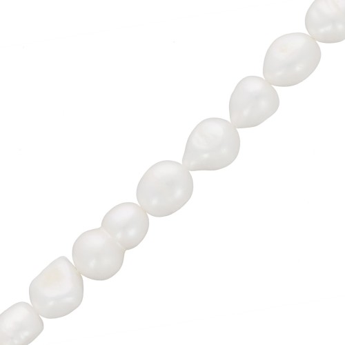 10x8mm Irregular baroque freshwater pearls - Grade AA White x8
