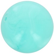 14 mm round beads in opaque resin - Aquamarine marbled x6
