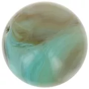 14 mm round beads in opaque resin - Marbled Turquoise x6