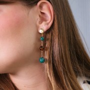14 mm round beads in opaque resin - Marbled Turquoise x6