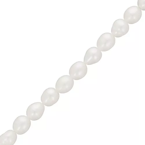 Freshwater beads rice grain 5x4 mm - Grade AA - White x36cm