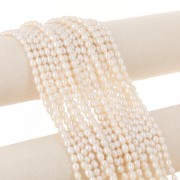 Freshwater beads rice grain - 6x5 mm - Grade AA- White x36cm