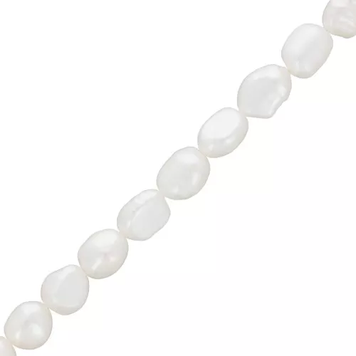 7x6mm Irregular baroque freshwater pearls - Grade AA White x36cm