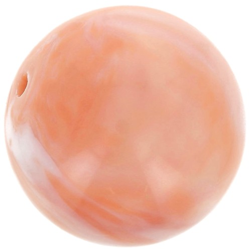 14 mm round beads in opaque resin - Marbled coral x6