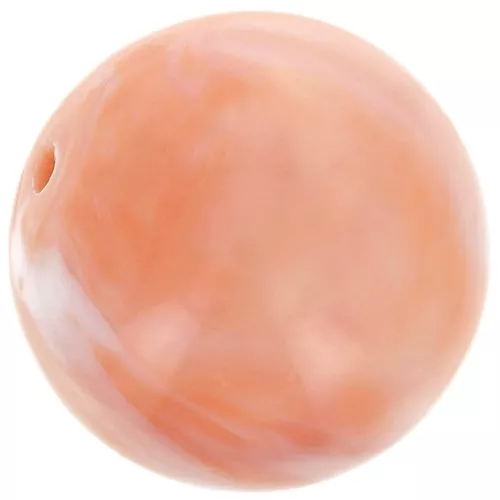 14 mm round beads in opaque resin - Marbled coral x6