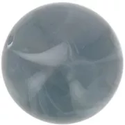 14 mm round beads in opaque resin - Blue grey marbled x6