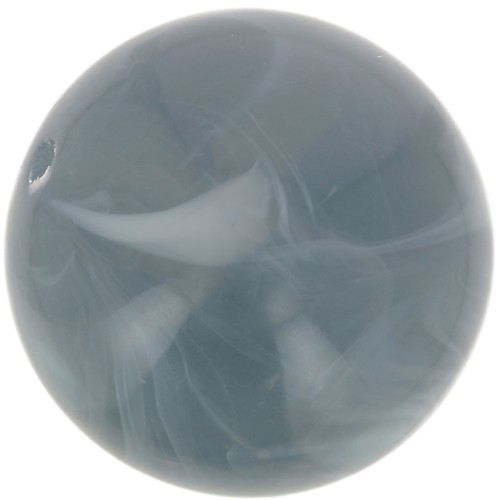 14 mm round beads in opaque resin - Blue grey marbled x6