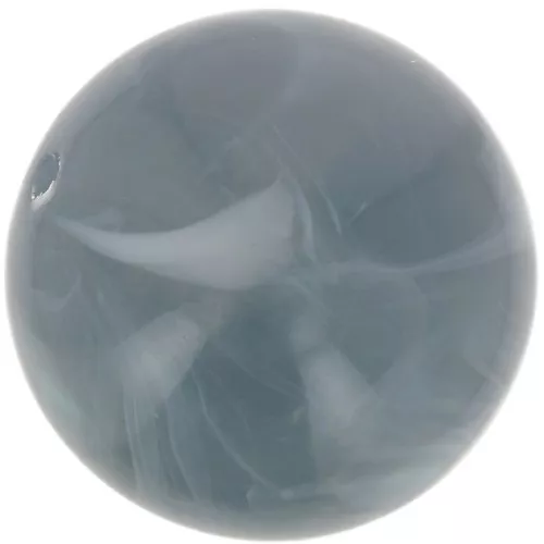 14 mm round beads in opaque resin - Blue grey marbled x6