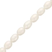 Rice grain freshwater pearls - 8x7 mm - Grade AA White x35cm