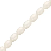 Rice grain freshwater pearls - 8x7 mm - Grade AA White x35cm