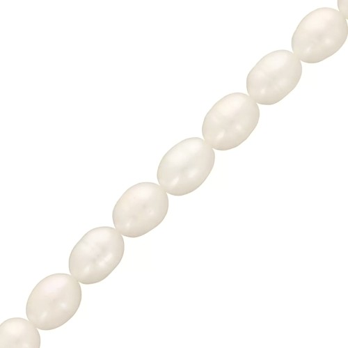 Rice grain freshwater pearls - 8x7 mm - Grade AA White x35cm