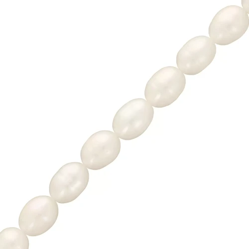 Rice grain freshwater pearls - 8x7 mm - Grade AA White x35cm