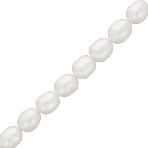Freshwater pearls rice grain - 9x8 mm - Grade A White x38cm