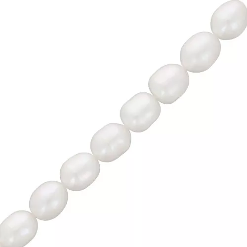 Freshwater pearls rice grain - 9x8 mm - Grade A White x38cm