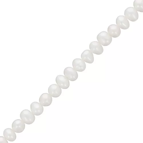 6x5mm Irregular baroque freshwater pearls - Grade AA White x35cm