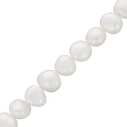 10x9mm Irregular oval baroque freshwater pearls - Grade AA White x35cm|raw }}