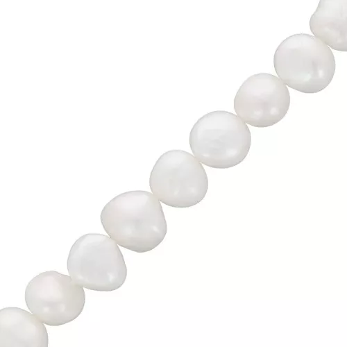 10x9mm Irregular oval baroque freshwater pearls - Grade AA White x35cm