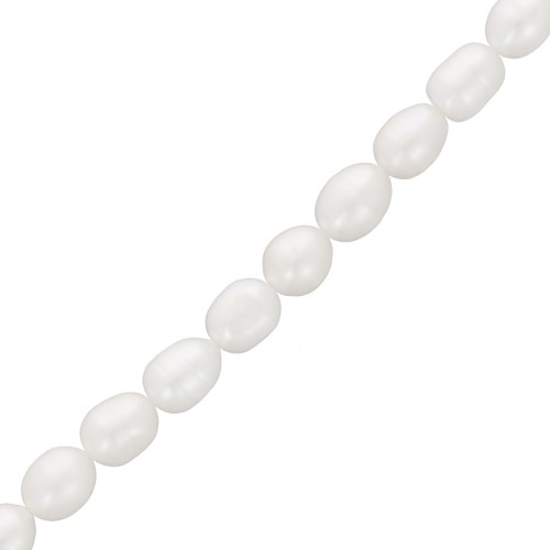 Freshwater pearls rice grain - 8x6 mm - Grade A White x35cm