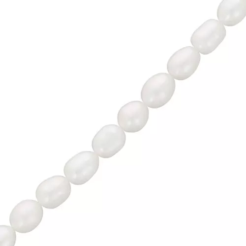 Freshwater pearls rice grain - 8x6 mm - Grade A White x35cm