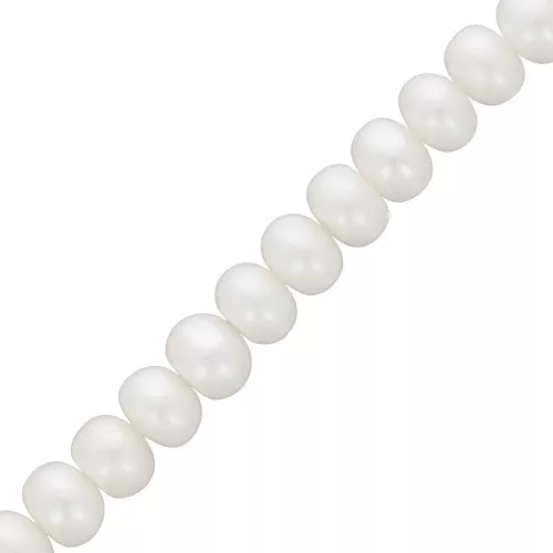 8x6mm Flattened round freshwater pearls - Grade AAA White x38cm