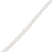 3x2.5mm Round flattened irregular freshwater pearls - Grade AA+ White x38cm|raw }}
