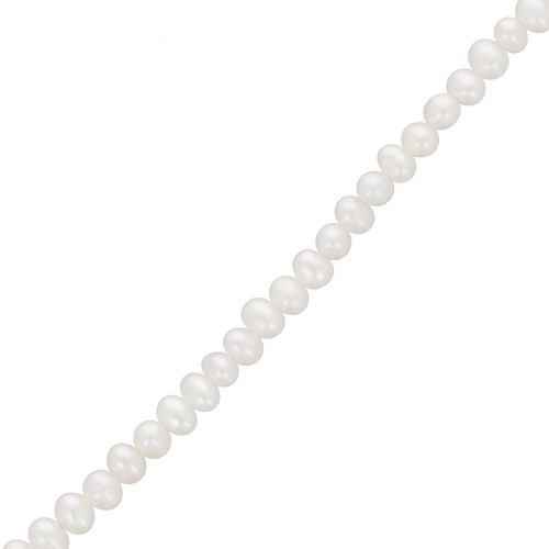 3x2.5mm Round flattened irregular freshwater pearls - Grade AA+ White x38cm