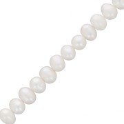 7x6mm Oval irregular freshwater pearls - Grade A White x34cm|raw }}