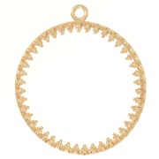 26mm Round worked pendant for flat cabochon - 3 microns Gold-plated x1|raw }}