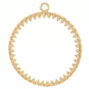 26mm Round worked pendant for flat cabochon - 3 microns Gold-plated x1