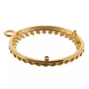 26mm Round worked pendant for flat cabochon - 3 microns Gold-plated x1