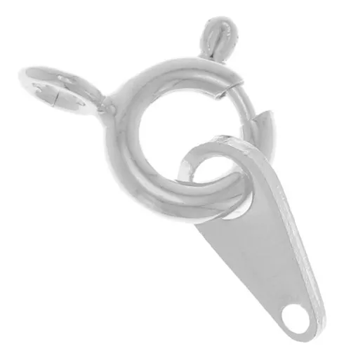 6mm Spring clasp with tag - Silver x1