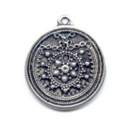 Medal pendant 27mm Old silver tone x1