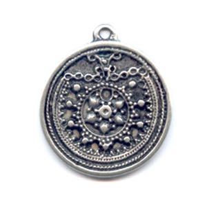 Medal pendant 27mm Old silver tone x1