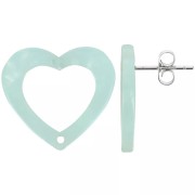 19x21mm Acetate Hollow heart earstuds - Tortoiseshell Mint Pearl x2|raw }}