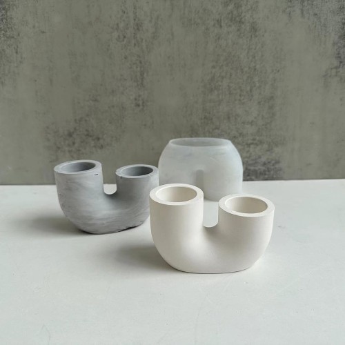 7x10cm Silicone mold for asymmetrical U-shaped candle holder x1