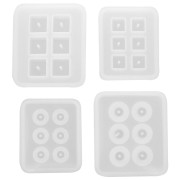 Set of 4 silicone molds for making round and square resin beads x1|raw }}