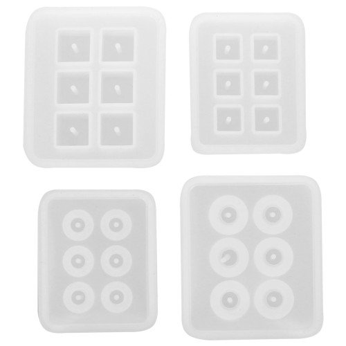 Set of 4 silicone molds for making round and square resin beads x1