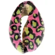 18-23mm Cauri shell leopard print Light green - Candy pink - Black x1