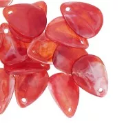 17mm Acrylic Curved Flower Petal Sequin - Marbled Red - White x15