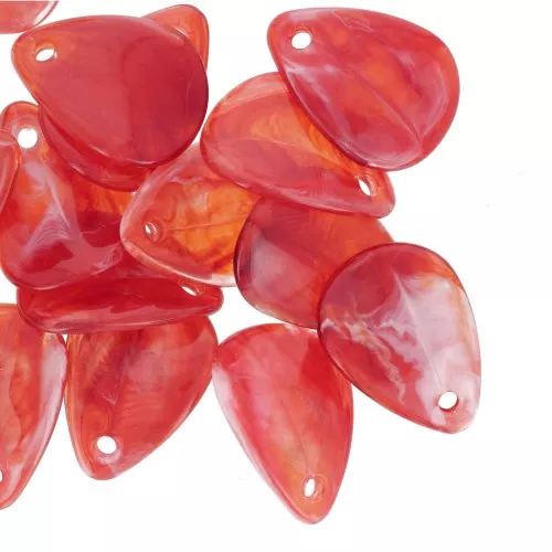 17 mm Curved Flower Petal Sequins in Acrylic - Marbled Light Red x15