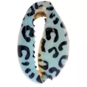18-23mm Cauri shell leopard print - Light blue - Black x1