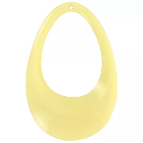 45x30mm Hollow drop pendant in opaque acrylic - Pale yellow x1