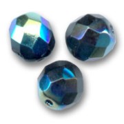 Fire Polished faceted round beads 8mm Jet AB x20|raw }}