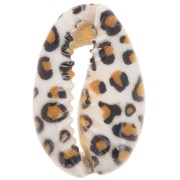 18-23mm Cauri shell leopard print - Light brown - Ecru - Black x1