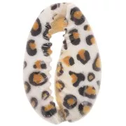 18-23mm Cauri shell leopard print - Light brown - Ecru - Black x1