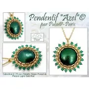 25mm Round glass cabochon by Puca® - Green Forest Metallic Mat x1